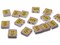 15 20mm Purple and Yellow Wooden Rectangle Happy Face Beads - Two Hole Emoji Beads